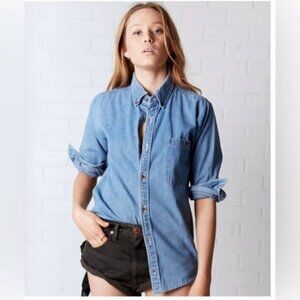 One Teaspoon Vintage Denim Button Down Shirt Chambray medium wash Blue XS